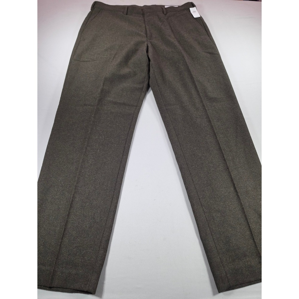 Gap Mens Wool Blend Straight Leg Dress Pants 36x32 Olive Brown 604349-01-1